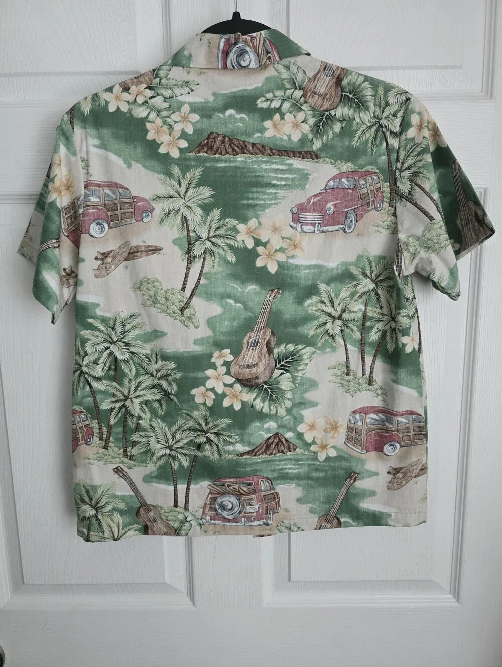 Vintage Bishop St Apparel Kids Hawaiian Shirt Woody Cars Ukulele Size 14